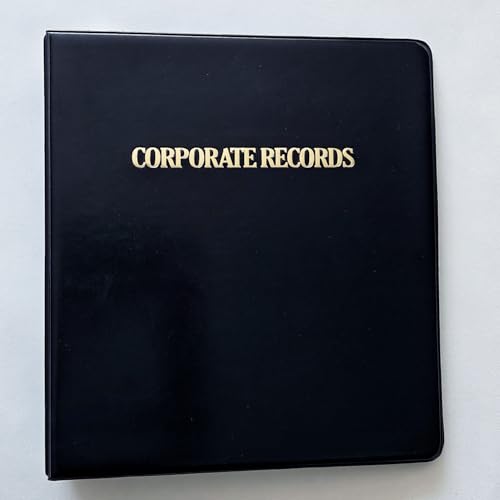 Corporate Records 3-Ring Binder Leather Like Feel with Gold Debossed Title. Pre-Printed Index Tab Dividers Included.