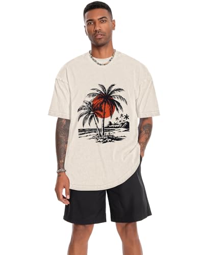 Image of Oversized Tshirts for Men Short Sleeve Vintage Washed Basic Loose Tees 2026