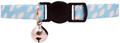 AllPetSolutions Adjustable Cat Collar with Quick Release Buckle and Bell, Safe Breakaway Collar for Cats & Large Kittens (Baby Blue Leaf)