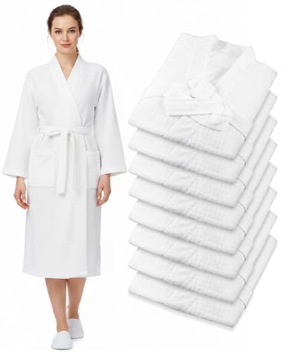 Image of Panitay Women's Waffle Knit Robes Thin Spa Bath Robe Bulk Hotel Lightweight Commercial Soft for House Shower Party