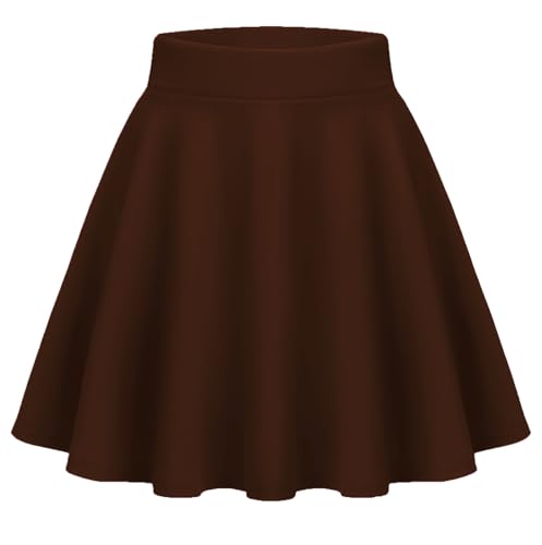 Zeagoo Brown Skirt Woman Women's Flared A-Line Skirt High Waist Skirts Casual Mini Skirts Stretchy Versatile Ideal for Party Concert Outfits Dance Events Brown