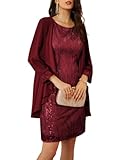 GRACE KARIN Sequin Dress Cocktail Dresses for Wedding Guest Formal Women Sequin Dress Wine Red XL