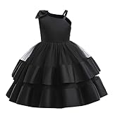Flower Girl Lace Dress Toddler Tulle Sleeveless Bow Princess Party Wedding Pageant Bridesmaid (A.Bla