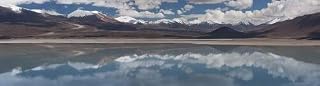 View of salt lake with mountain range in the background Laguna Blanca Potosi Department Bolivia Poster Print (27 x 9)