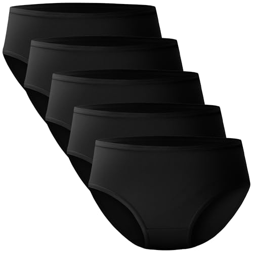 Image of BAMBOO COOL Womens Underwear Breathable Moisture-Wicking Briefs Hipster Ladies Panties, 5-Pack