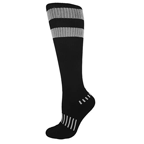 3-Pack Black and Gray Vintage 70's Stripes Athletic Soccer Knee-High Socks3