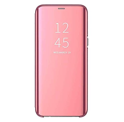 TOOBY Coque pour Samsung Galaxy A40 Clear View Translucide Miroir Cover Flip Etui Ultra Mince Coque Anti-Rayures PC Housse rotecteur Standing 360° étui (Rosa)