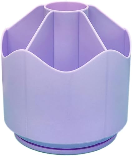 Image of AccuPrints Sumiko Desk Organizer Pen Holder, Green, Plastic, Multi-Compartment, Cylindrical, 13.5x12.7 cm, Matte Finish, Freestanding (Purple)