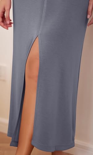 Image of ODODOS Modal Soft Front Split Midi Dress for Women, V Neck Sleeveless Casual Summer Tank Dress