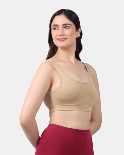 Image of Lavos Bamboo Cotton Comfort Sleeping Bra for Women, Slip On Bras to Wear at Home, Non-Padded & Non-Wired Sports Bras, Full /High Coverage, Soft Comfortable & Breathable Broad Strap Bra (Pack of 2)