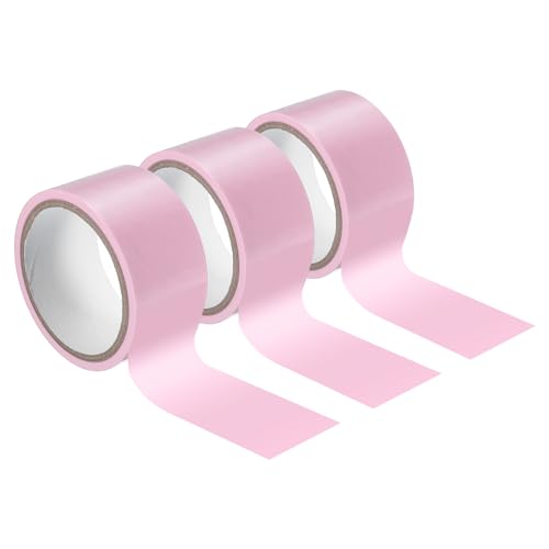 Image of PATIKIL Non Stick Static Tapes 2 in x 50 Ft, 3 Roll Duct Tape No Glue Electrostatic Adsorption Tape for Organizing Cables Securing Crafts, Pink