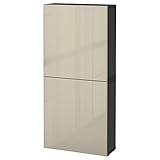 Tiefe: 20 cm ZigZag Trading Ltd IKEA BESTA – Wandschrank mit 2 Türen schwarz-braun / selsviken hochglänzend / beige