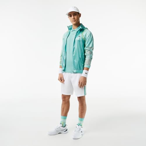 Lacoste Men’s Tennis Recycled Polyester Hooded Jacket, FLORIDA/PASTILLE MINT-LIM, XX-Large3