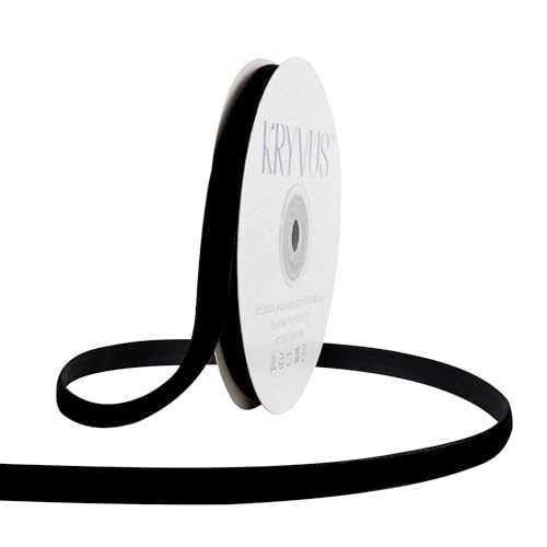 Kryvus Black Velvet Ribbon 3/8 Inch x 10Yards, Black Nylon Vintage Velvet Ribbons Perfect for Gift Wrapping, Christmas Decoration, Handmade Craft, Bow Making, Bouquet Packaging