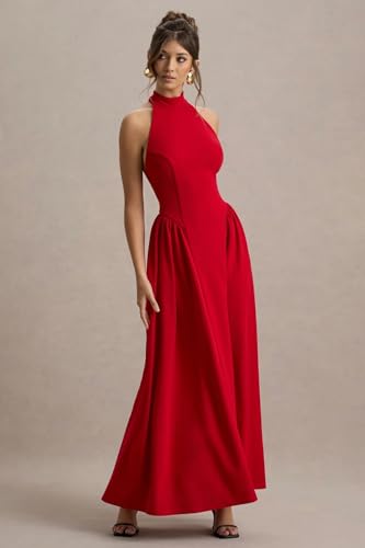 Image of TRAQUILA Women's Sleeveless Backless Maxi Length Dress | Fit & Volume Flare Skirt | Soft Poleyester | Casual wear