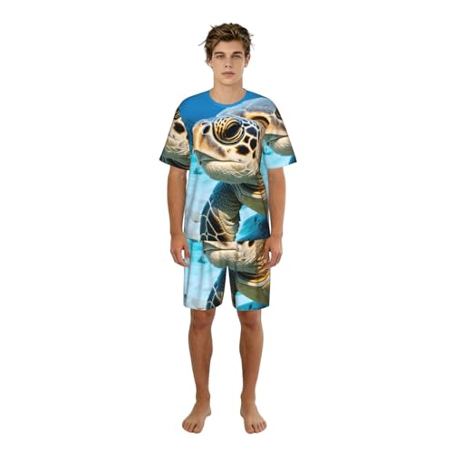 Pyjama tortue de mer homme en coton premium pour nuit d'exception