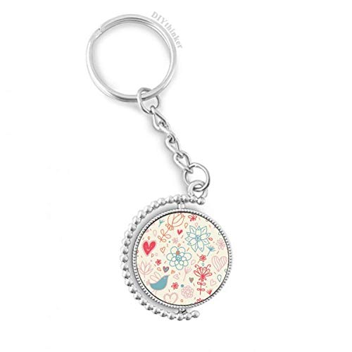Fleurs et oiseaux peints sur porte-clés rotatif pour sublimer vos accessoires de sac