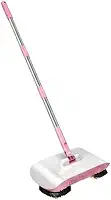 Vassoura mágica 3 em 1: varre, arruma e esfrega com movimento rotativo, indicada para limpezas intensivas, adequada para pavimentos frios e duros e pavimentos de madeira (Rosa)