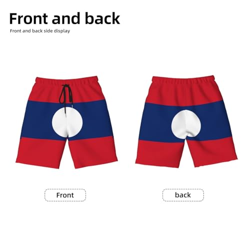 Flag of Laos Youth Beach Pants, Soft and Breathable, with Drawstring Waist, Suitable for Sports and Leisure.2