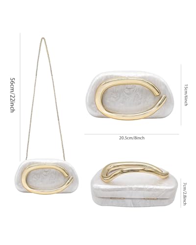 Image of Evening Clutch Purse for Women, PU Leather Wedding Guest Clutch Metal Chain Shoulder Bag, Crossbody Purse