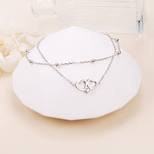 Cadena de pie ajustable con cuentas de doble capa y detalles de joyería de verano 3