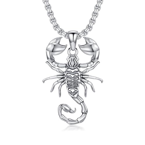 PDTJMTG Collier scorpion en argent sterling 925 - Pendentif scorpion gothique - Cadeau pour homme et femme