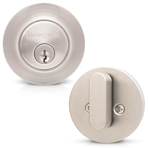 Honeywell Safes & Door Locks Satin Nickel Single Cylinder Heavy-Duty Deadbolt – ANSI Grade 3 Certified, Anti-Pick, Anti-Bump, Adjustable Latch, Easy DIY Installation - 8102809