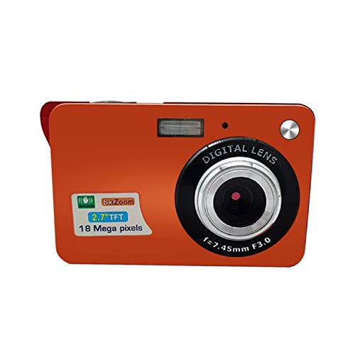 Caméra vidéo 18MP appareil photo compact vintage orange avec écran de 2.7 pouces