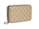 RFID safe Ögon Smart Wallets - Quilted Zipper Aluminium Geldbörse RFID-Blockierung, 24 Karten, Münzen und Banknoten (Rose Gold)