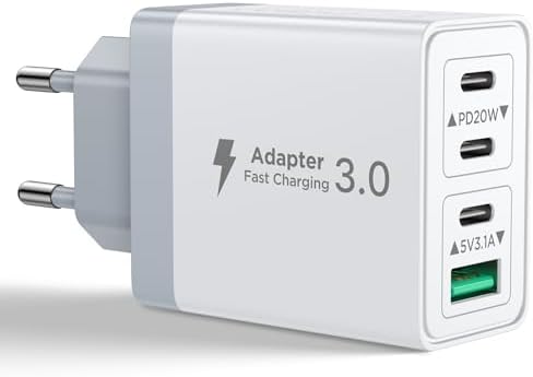 USB C Ladegerät, 4 Ports PD+QC Ladegerät Mehrfach mit USB-C und USB-A, 40W Schnellladegerät USB C Adapter USB-Netzteil für iPhone 16 15 14 Pro Max 13 12 11, Samsung, Handy, iPad, U