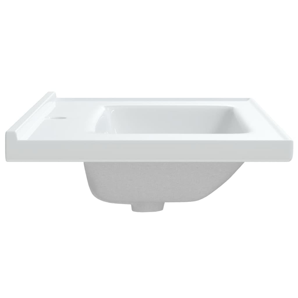 Évier de Salle de Bain Blanc 81x48x19,5 cm Rectangulaire Céramique Finition Brillante Lavabo de Lieu de Travail avec Trou de Trop-plein Vasque pour Toilettes Salles d'eau Facile à Nettoyer