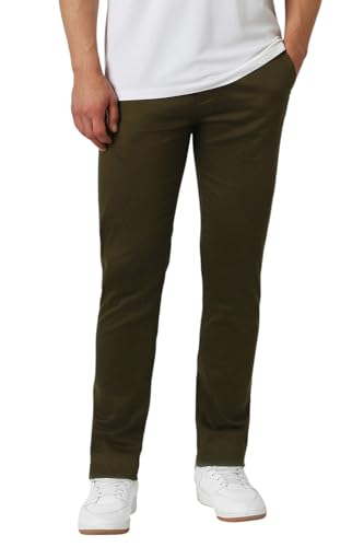 Image of Peter England Men's Super Slim Fit Stretchable Cotton Satin Casual Trousers | Office Sleek & Trendy Look
