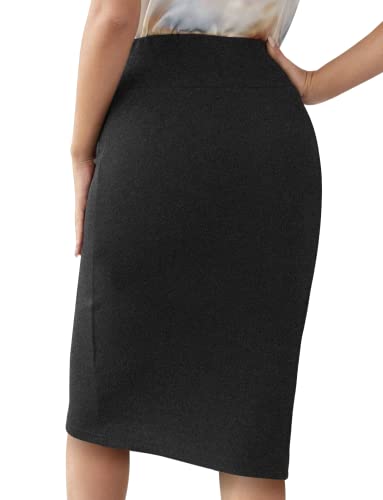 Sweet Hearts Women’s Basic Stretch Pencil Skirt- Regular & Plus Size- Below Knee Office Midi Bodycon Nylon Skirt Made in USA2