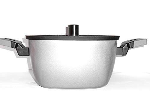 Moneta CASSERUOLA 2 Manici con Coperchio 24 CM Diapason Resistente AI Graffi Garanzia 5 Anni Ceramica Bianca ALLUFLON