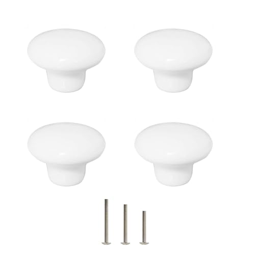 Comparison: Best Color Knobs For White Cabinets 4 OctinPris 4X White Door Knob Cabinet Retro Round Ceramic Drawer Cupboard Kitchen Dresser Pull Handle Knobs 32mm/1.25" with 3-Sized Screws