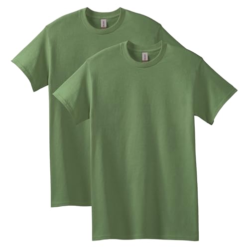 Ropa, Sports Gildan - Playera Unisex de algodón Pesado, Estilo G5000, Paquete múltiple, Verde Militar (2 Unidades), M