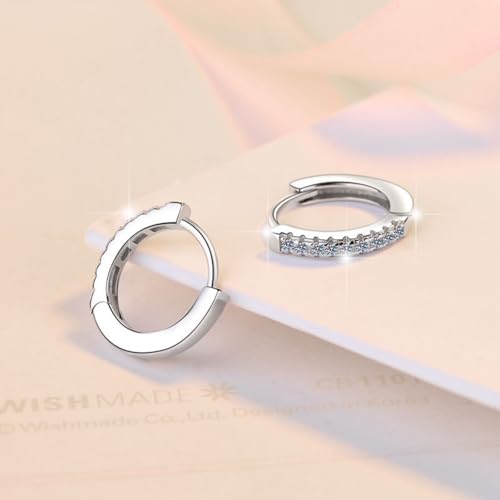 14K Gold Round Moissanite Hinged Hoop Earrings for Women,D-Color VVS1 clarity,Valentines Day Joy for Her 5