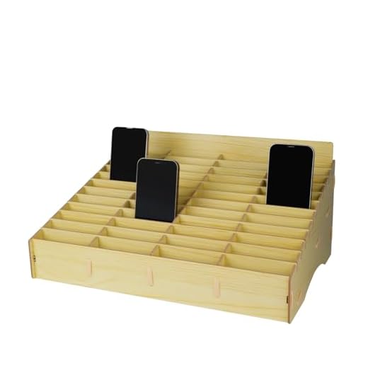 HengTianMei 48 Grid Wooden Desktop Storage Box Mobile Phone Management Storage Box Creative Desktop Office Meeting Finishing Grid Multi Cell Phone Rack Display