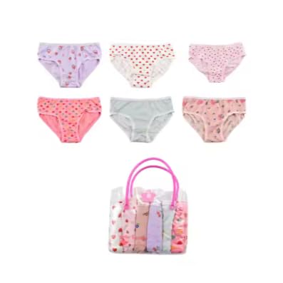 Girls' 6-Pack Briefs with Polka Dots and Hearts Pattern, Ages 2-10 Years