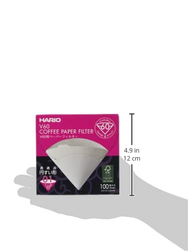 Image of Hario V60 Paper Coffee Filter, Size 01, White, 100ct Box