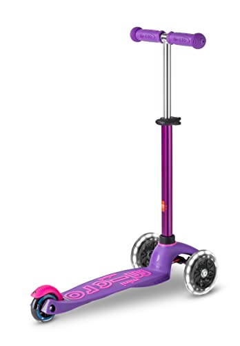 Image of Micro Kickboard | Mini LED Kids Scooter for Ages 2-5 | Children up to 110 lbs | 3 Wheel Lean-to-Steer Design | Adjustable T Bar | Smooth Ride, Motion Activated PU LED Wheels | Swiss Design