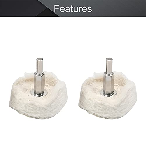 Image of Utoolmart 2-Inch Buffing Polishing Pad Wheel Cotton with 1 /4-inch Handle for Manifold Aluminum Stainless Steel Chrome 2 Pcs