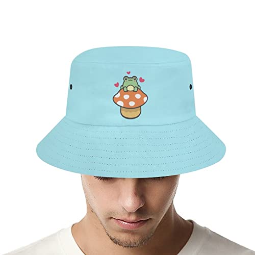 Cute Cartoon Frog Mushroom Bucket Hat Unisex Fisherman Hat Summer Beach Sun Hat Gift For Girl Boy Outdoor Packable Travel Cap #TOP4