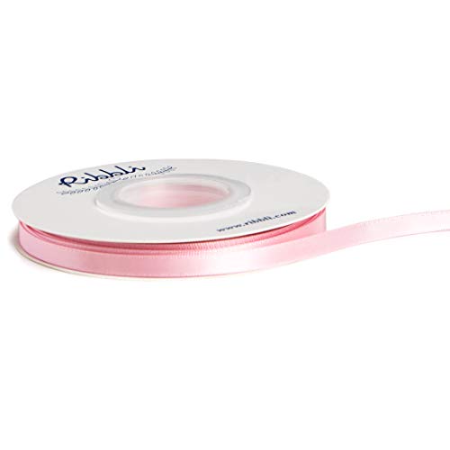 Ribbli Double Faced Light Pink Baby Pink Satin Ribbon 1/4 x Continuous 25 Yards Use for Bows Bouquet Gift Wrapping Baby Shower Floral Arrangement