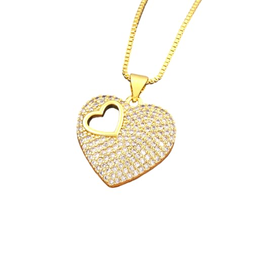 Cadeau collier cœur zircon arc-en-ciel strass pour femme