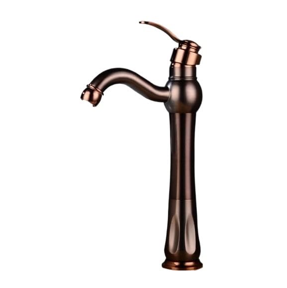 Robinet de lavabo haut fini bronze résistant aux taches mitigeur laiton massif anti-fuite