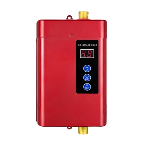 Image of Tankless Water Heater Electric, 3800W Electric Water Heater Instantaneous Tankless Instant Hot Water Heater Kitchen Bathroom Shower Flow Water Boiler(Rosso)