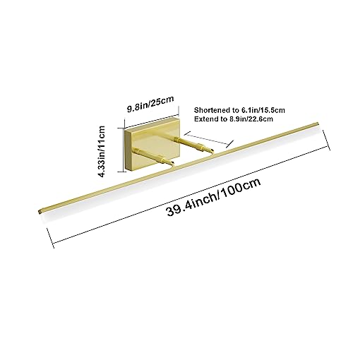 Image of Aipsun Brushed Brass Vanity Light Fixtures 40inch Modern LED Bathroom Fixtures Gold Vanity Lighing for Bathroom Wall Light Fixtures 5500K