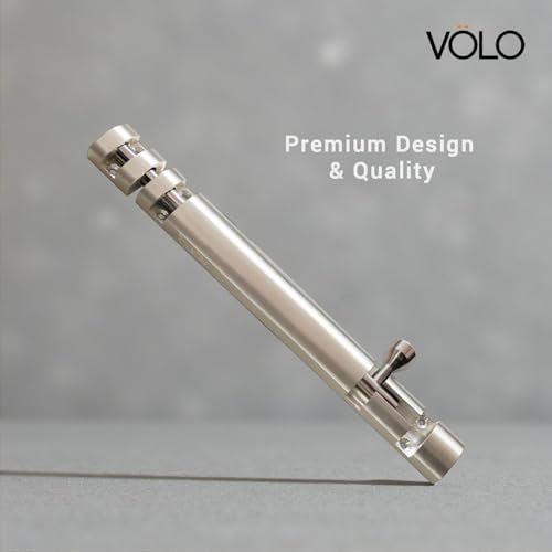 Image of VOLO Aluminium Tower Bolt with Stainless Steel Rod - Heavy Duty Door & Window Latch for Home and Office | Main Door Tower Bolt | Kundi /Chitakini | Pack of 2 Pieces (Silver, 8 Inch)