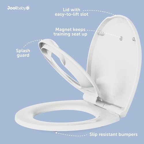 Image of Jool Baby Quick Flip Toilet Seat with Built-in Potty & Splash Guard for Toddler Training, Slow Close (Round)